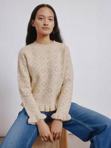 Пуловер с ажурными воланами Albaray, Oatmeal