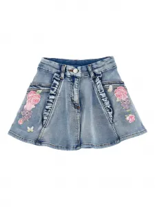 Юбка с цветочной вышивкой Monnalisa, синий
