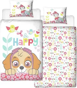 Комплект постельного белья "Щенячий патруль" AG1973 (односпальная кровать) (белый/розовый/голубой) Paw Patrol