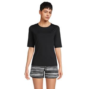 Футболка для плавания Petite Lands' End UPF 50 с рукавами до локтя и рашгардом, черный