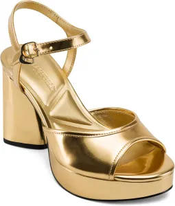 Босоножки на платформе и устойчивом каблуке с ремешком на щиколотке для женщин KARL LAGERFELD, золотой