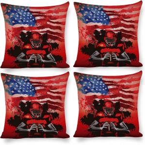 Kazynee Комплект постельного белья с абстрактным американским футболом и футболистом в технике акварели, спортивная тематика