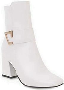 Женские ботильоны VOKLIN Chelsea с квадратным носком, модный металлический массивный каблук, короткие западные праздничные сапожки, White