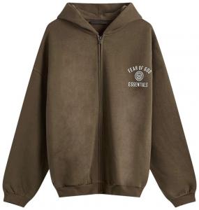Худи Fear of God Essentials Fleece Full Zip Hoodie 'Brown', коричневый