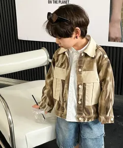 Детская джинсовая куртка с эффектом тай-дай Aimoha Kids, цвет Chocolate