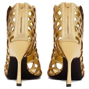 SERGIO ROSSI Ботинки Mermaid Top Grain Cow Leather на каблуке 10 см, цвет Gold