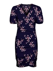 Блузка миди с короткими рукавами, туника, платье в рубчик, VMELISA, цвет: темно-синий Vero Moda