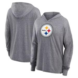 Женский уютный пуловер с капюшоном Fanatics Heather Grey Pittsburgh Steelers Fanatics