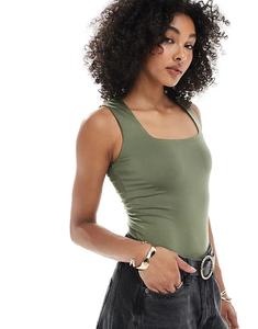 Боди New Look с квадратным вырезом цвета хаки