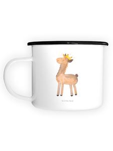 Эмалированная кружка XL Lama King Without Saying белого цвета Mr. & Mrs. Panda