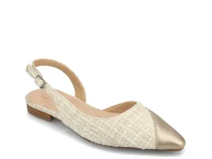 Journee Collection Коллекция Journee Daphnne Flat, золотой металлик/белый твидовый принт