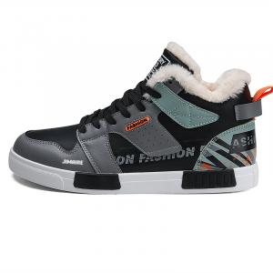 Теплые мужские кроссовки средней высоты King Jinmai, Black Gray Winter Fleece-Lined