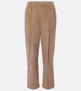 Плиссированные прямые брюки Brunello Cucinelli, коричневый