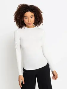 Рубашка LASCANA с длинными рукавами из мягкой ребристой ткани, кремовый