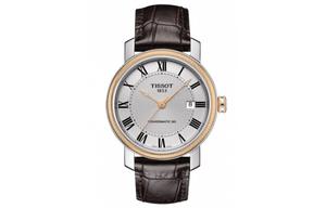 TISSOT Часы Harbor Series Mechanical Movement Men's Watch Watch 40mm Silver Dial Stainless Steel Case Leather Strap, Silver Dial