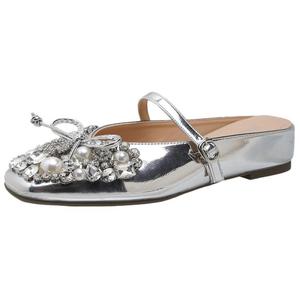 City camel Серебряные женские тапочки с закрытым носком и противоскользящей резиновой подошвой, цвет Silver