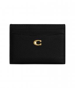 Кошелек COACH Polished Pebble Leather Essential Card Case, черный