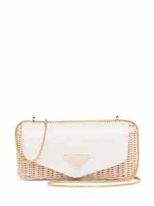 Плетеная мини-сумка с логотипом Prada, белый