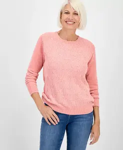 Маленький свитер с вязкой "косичка" из шенилла Style & Co, розовый