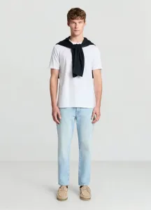 Длинные однотонные джинсы зауженного кроя. Calliope, Blu Denim Chiaro