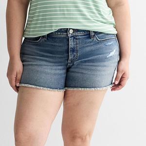 Джинсовые шорты midi low rise plus size для подростков So, Medium Tint Destructed