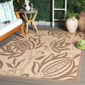 Ковер SAFAVIEH, 201 x 290 см, Washable коллекции Outdoor Courtyard - , Natural & Brown, без линьки и легкий в уходе, идеален для патио, заднего двора, прихожей (CY2961-3001)