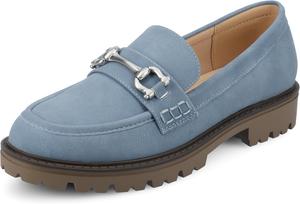 Женские лоферы Journee Jessamey с плоской подошвой, фурнитура, стелька с 4 мм системой комфорта, искусственная кожа Journee Collection, синий