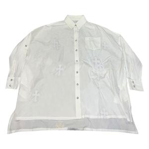 Рубашка Chrome Hearts Leather Cross Patch Button Up Shirt, White