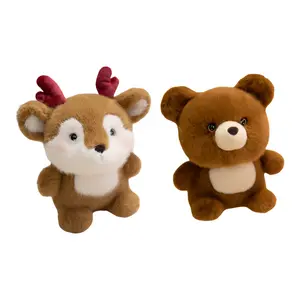 Антистрессовая кукла, мультяшная милая плюшевая кукла высотой 17см Dolls and bears dance, (Elk+Bear) 1 Pair