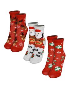 United Labels Набор из 3 носков с оленями и Санта-Клаусом, рождественские носки, зимние кроссовки, разноцветные