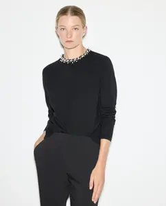 Женский джемпер с круглым вырезом, однотонный Woman El Corte Inglés, черный