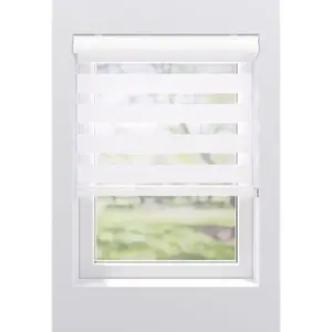 Мой дом Двойной рулон Greta с защитой от света, без сверления, свободновисящий с кассетой, крепление с зажимными держателями My Home, белый