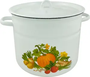 Эмалированная кастрюля в форме тыквы, 12 литров, диаметр примерно 29,5 см, эмалированная с ретро-мотивом, ностальгическая посуда Rukauf