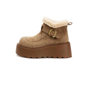 Теплые, износостойкие, нескользящие, короткие зимние ботинки для женщин Zun'er, Brown