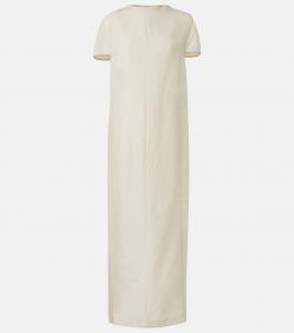 Длинное платье из шелка и хлопковой органзы Webster Khaite, Natural