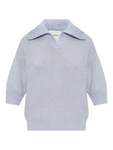 Свитер с воротником поло и укороченными рукавами Lisa Yang, синий