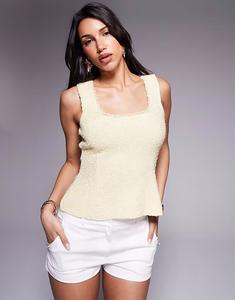 Топ River Island из ткани букле желтого цвета