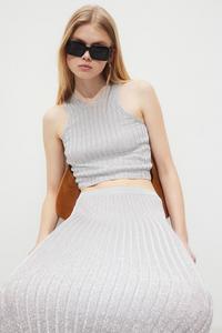 Блестящая майка H&M, серебряный