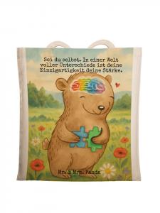 Mr. & Mrs. Panda Сумка-шоппер с изображением медведя, страдающего аутизмом, и надписью белого цвета