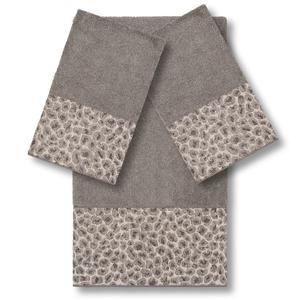 Linum Домашний текстиль Турецкий хлопок Пятна Набор из 3 украшенных банных полотенец, темно-серый