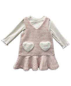 Детский комплект для девочек: футболка с высоким воротником и джемпер с длинными рукавами, 2 предмета Blueberi Boulevard, Pink/White