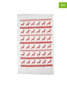 Clayre & Eef Комплект из 2 гостевых полотенец бело-красного цвета - (Д)66 x (Ш)40 см
