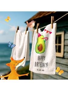 Mr. & Mrs. Panda Белое полотенце с изображением авокадо и надписью ко дню рождения