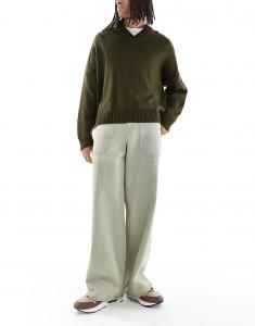 Джинсы свободного кроя ASOS DESIGN с регулировкой сзади и тонировкой светло-голубого цвета