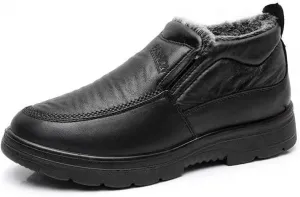 Мужские зимние ботинки, снегоступы, теплые слипоны, водонепроницаемые ботинки с меховой подкладкой, утепленные ботильоны, противоскользящая обувь для прогулок на холоде Qacksv, черный