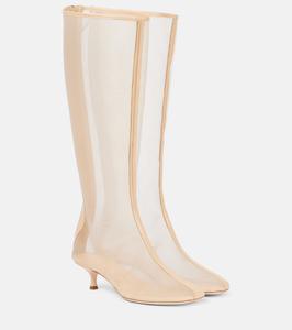 Высокие ботинки до колена из сетки с кожаной отделкой Christopher Esber, желто-коричневый