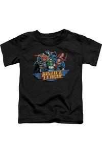 Футболка с коротким рукавом для малышей "Лига справедливости Америки: Готовы к бою" Gildan, черный