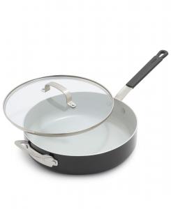 Профессиональная керамическая сковорода с антипригарным покрытием Bobby Flay объемом 4,5 кварты (около 1,3 литра) с крышкой GreenPan, Grey