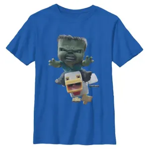 Футболка с принтом "Атака жокея-курицы" для мальчиков 8-20 лет Minecraft, синий