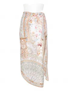 Пляжная накидка-обертка с цветочным принтом Camilla, белый